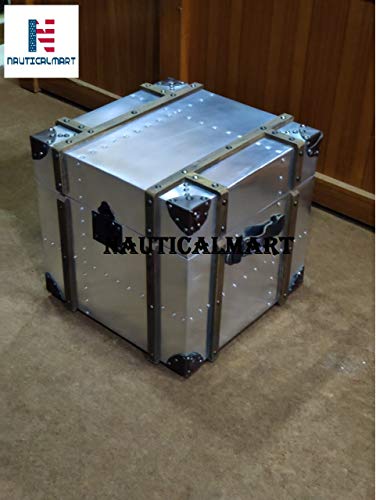 Aluminum Trunk Coffee Table Bedside Night Stand Aviator End Side Table Aircraft Airman Style Living Room Home Office Furniture (2 Trunk)