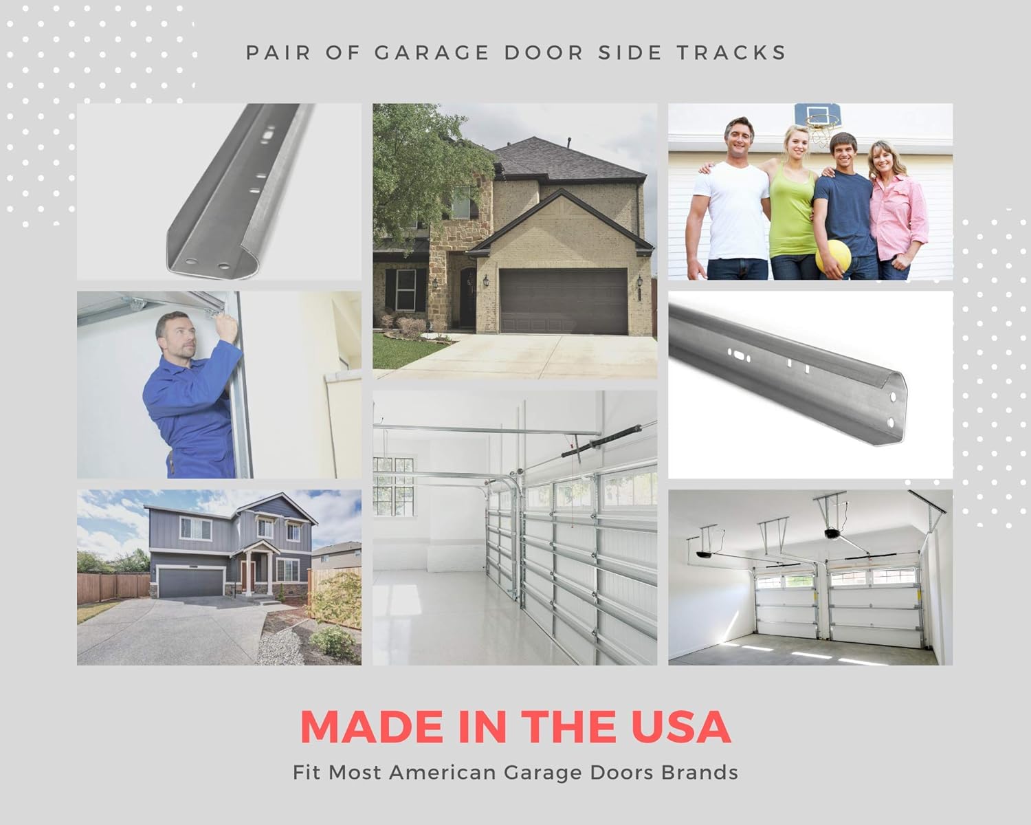 Garage Door Vertical Track Replacement �C Set of Left and Right for 7 Foot Tall - Garage Door Rails Galvanized Steel Hardware Door Rails for Residential/Light Commercial Side Tracks for 2-inch Rollers