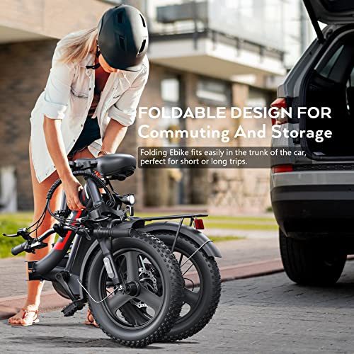 Vivi Gopina Electric Bike, 16" x 3.0 Fat Tire Electric Bike, 350W Step Thru Electric Bicycle, 48V Removable Battery, Up to 40 Miles, LCD Display, 20mph, 7 Speed, UL 2849 Certification