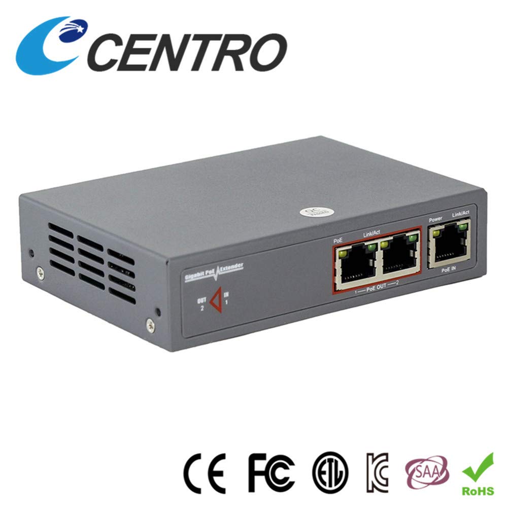POE Extender Ethernet 2 Port Cat5e/6 Gigabit 30W, CENTROPOWER POE+ Extender Network Repeater Compliant IEEE 802.3af/at for POE Switch/Injector