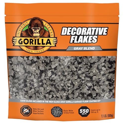 Gorilla Epoxy Garage Floor Coating (7 pc) Kit, 1-Car, Concrete Flooring, 100% Solids, Superior Adhesion, Incredibly Durable High Gloss Gray Finish, 275 sq. ft. Coverage