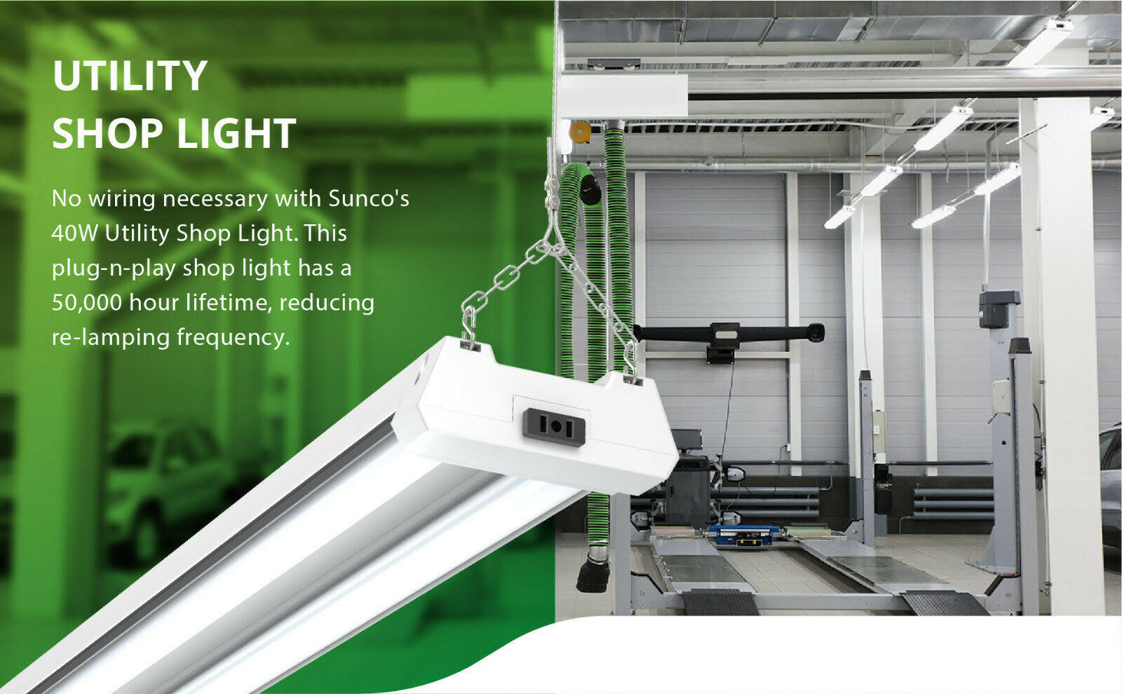 Sunco Lighting 6 Pack Frosted Shop Light Utility LED 40W 4000K, Cool White