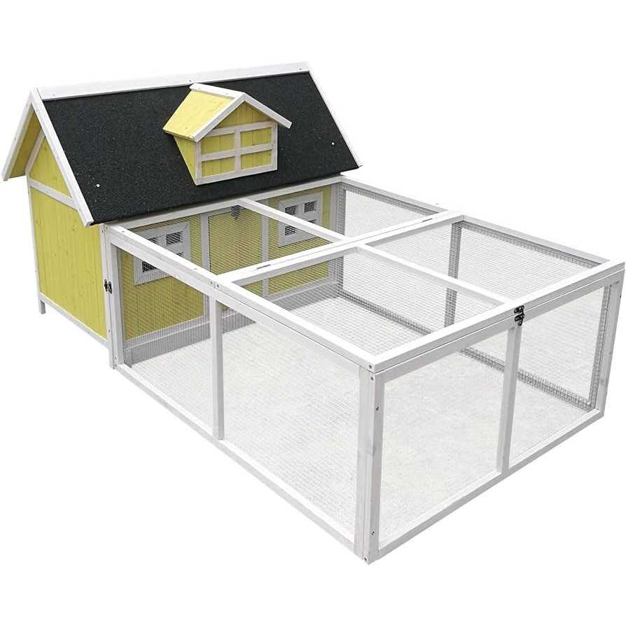 Hanover Outdoor Wooden Chicken Coop with Ramp Large Wire Mesh Run - Pet Supplies online store