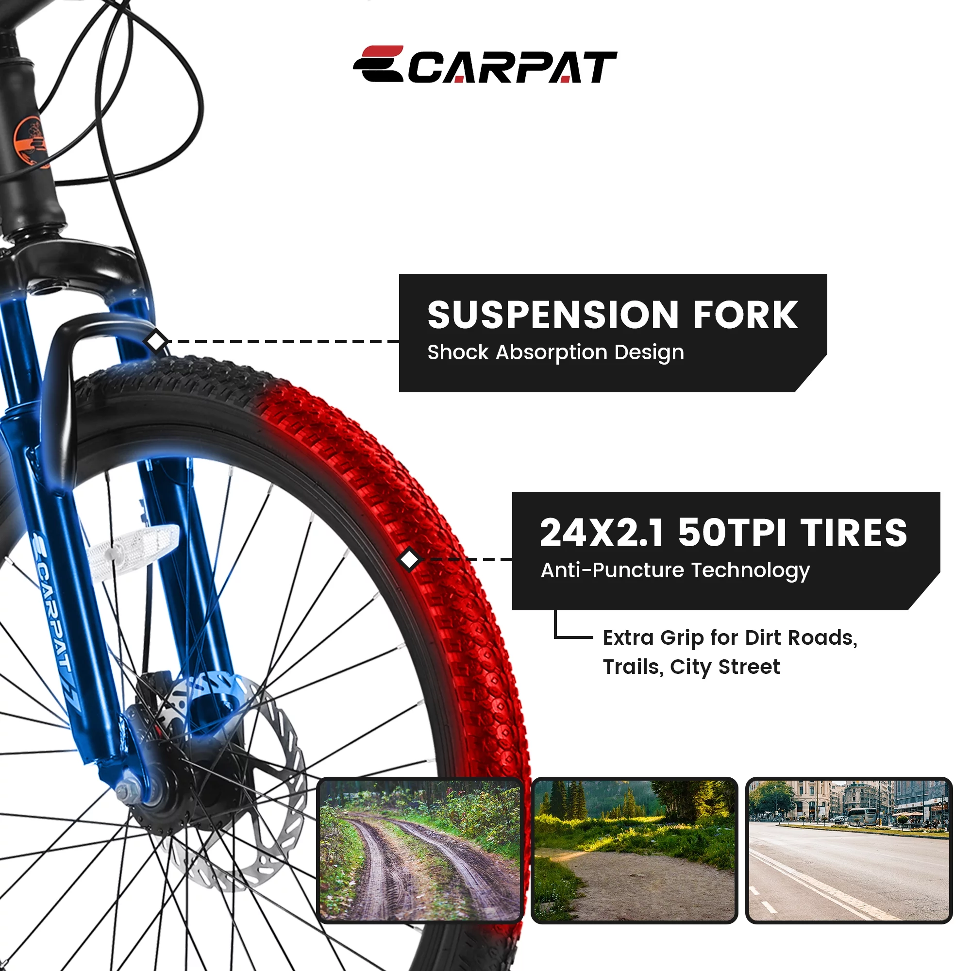 CHAMPIERRE 24 inch Boys Bike, Mountain Bike for Man and Woman, Shimano 21 Speed Bicycle for Boys and Girls,Orange