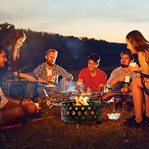 Chiminea Fire Pit,2 in 1 Fire Pit for Outdoor,Chiminea Fireplace with Mesh Spark Screen Doors, Outside Wood Burning Fire Pit for Patio
