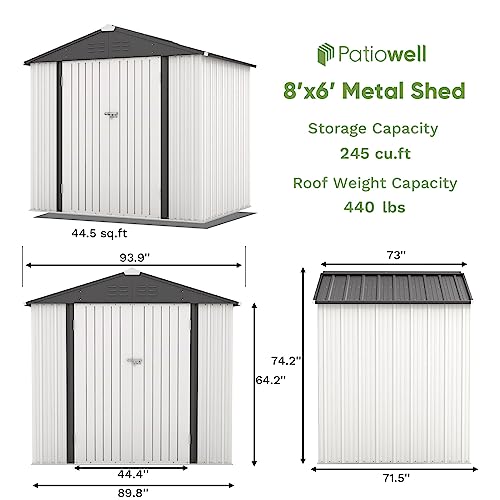 Patiowell 3 x 3 FT Outdoor Storage Shed,Small Garden Tool Storage Shed with Sloping Roof and Single Lockable Door, Outdoor Shed for Backyard Garden Patio Lawn, Grey