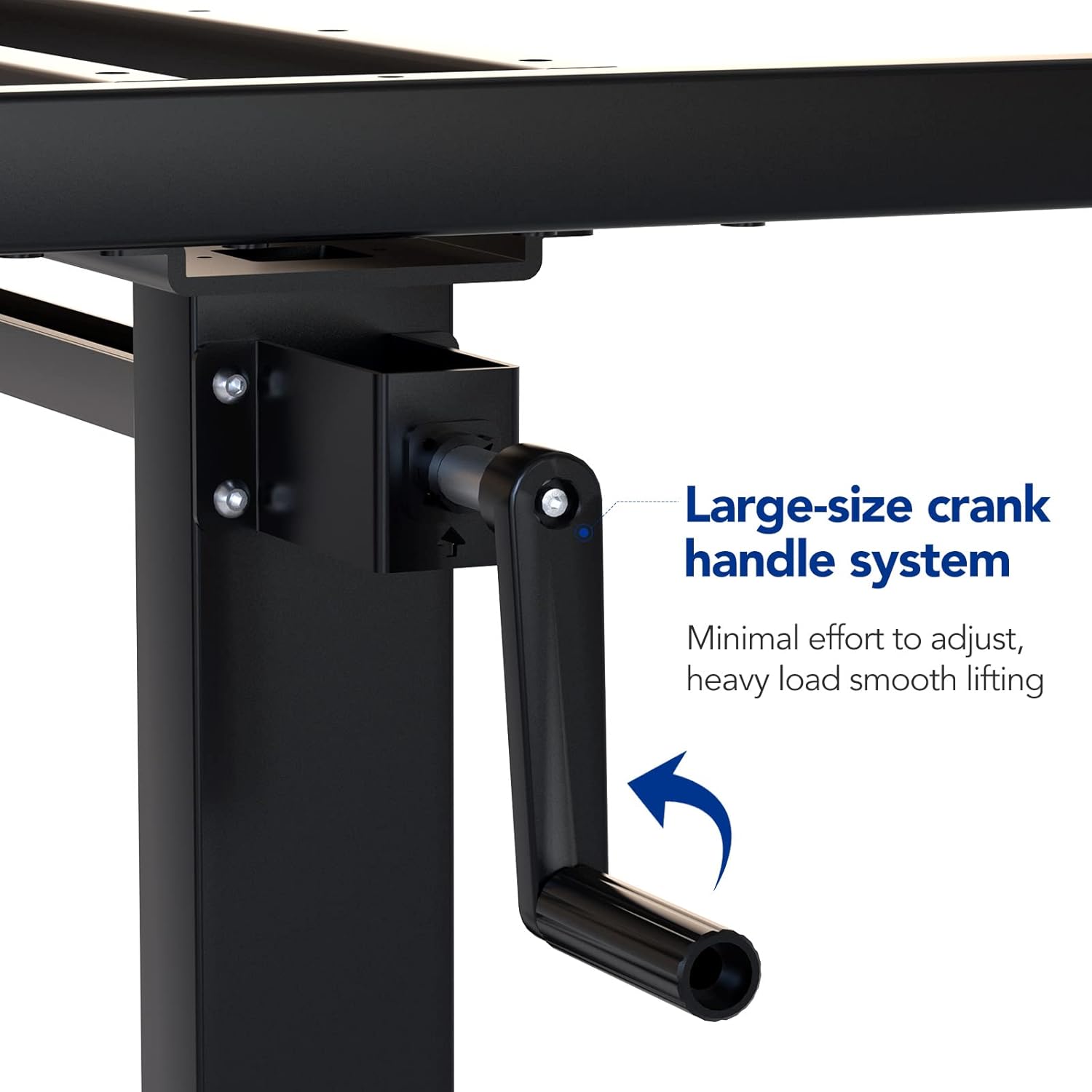 FLEXIMOUNTS Height-Adjustable Work Table with Crank Handle, 500-lb Capacity Rubberwood Top Garage Workbench and Sit-Stand Desk, Lift Range from 29.5 to 44.1 inch