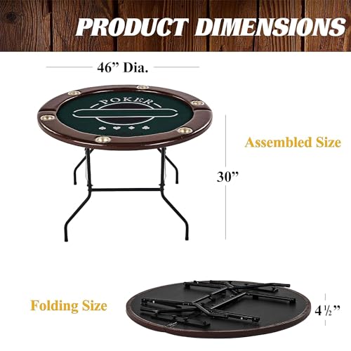 Barrington Poker Multiple Styles Folding Poker Table & Poker Table Top/Dining Table Collection, Durable Padded Rail Tables with Felt Playing Surface, Perfect for Texas Holdem Games