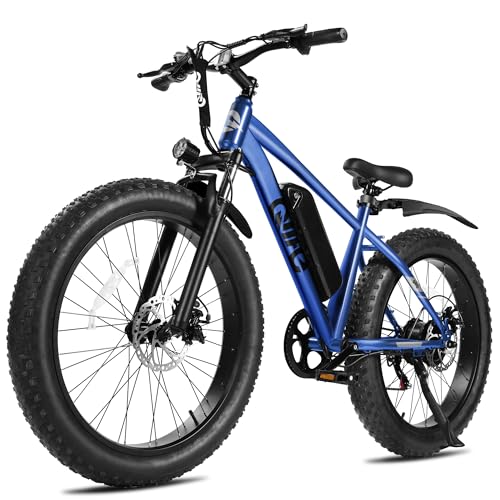 Racer Plus Adult Electric Bicycle, Peak 1000W Motor Electric Bike for Adults, Up to 28MPH 65Miles, 26x4.0 Fat Tire Electric Mountain Bike with 48V 13AH Battery, 7 Speed Front Suspension E Bike