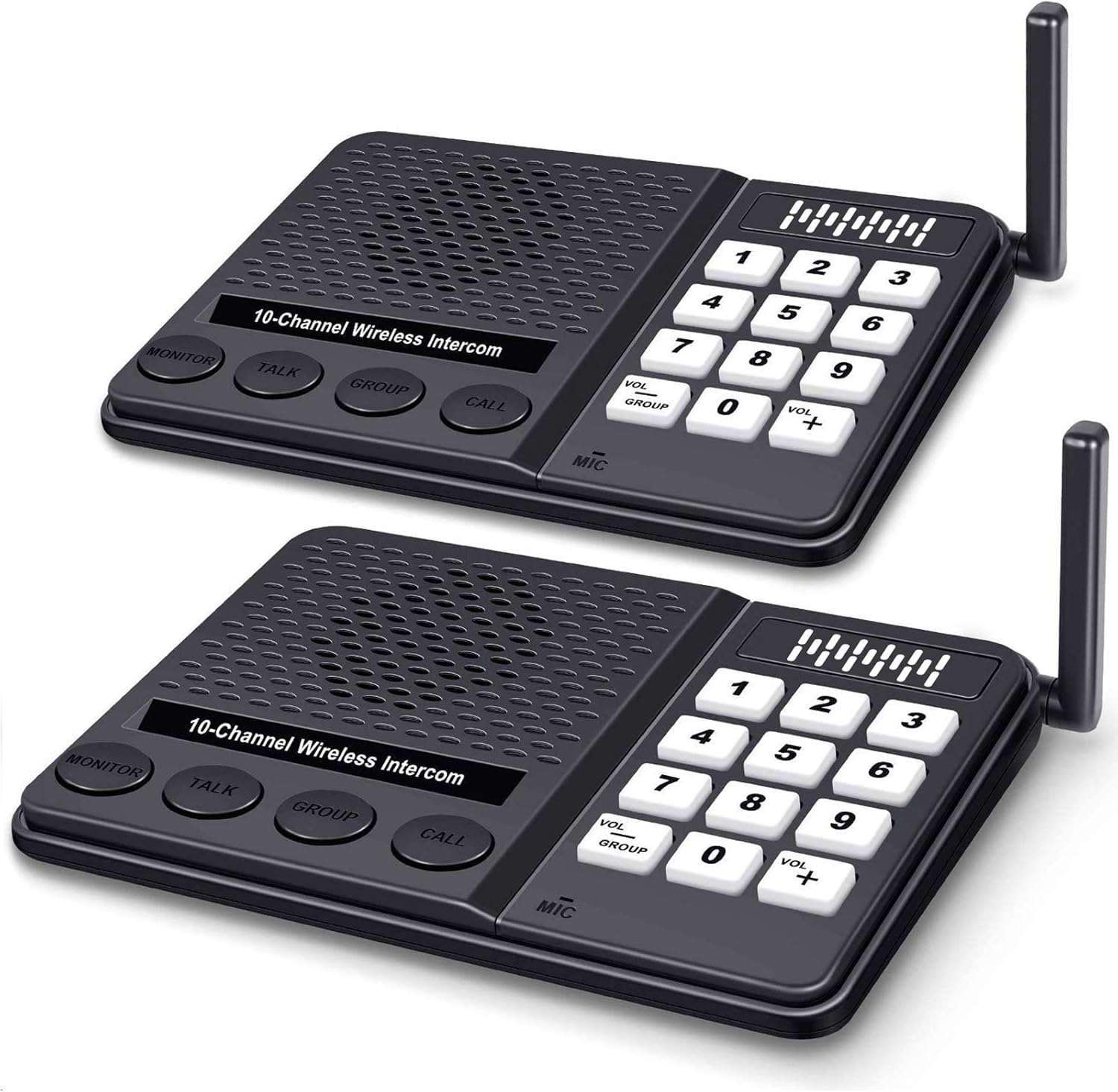 Intercoms Wireless for Home, Long Range 1 Mile Wireless Intercom System for Home House Business Office, 10 Channel 3 Code Room to Room Intercom, Radio Sound Communication System (2 Pack, New Version)