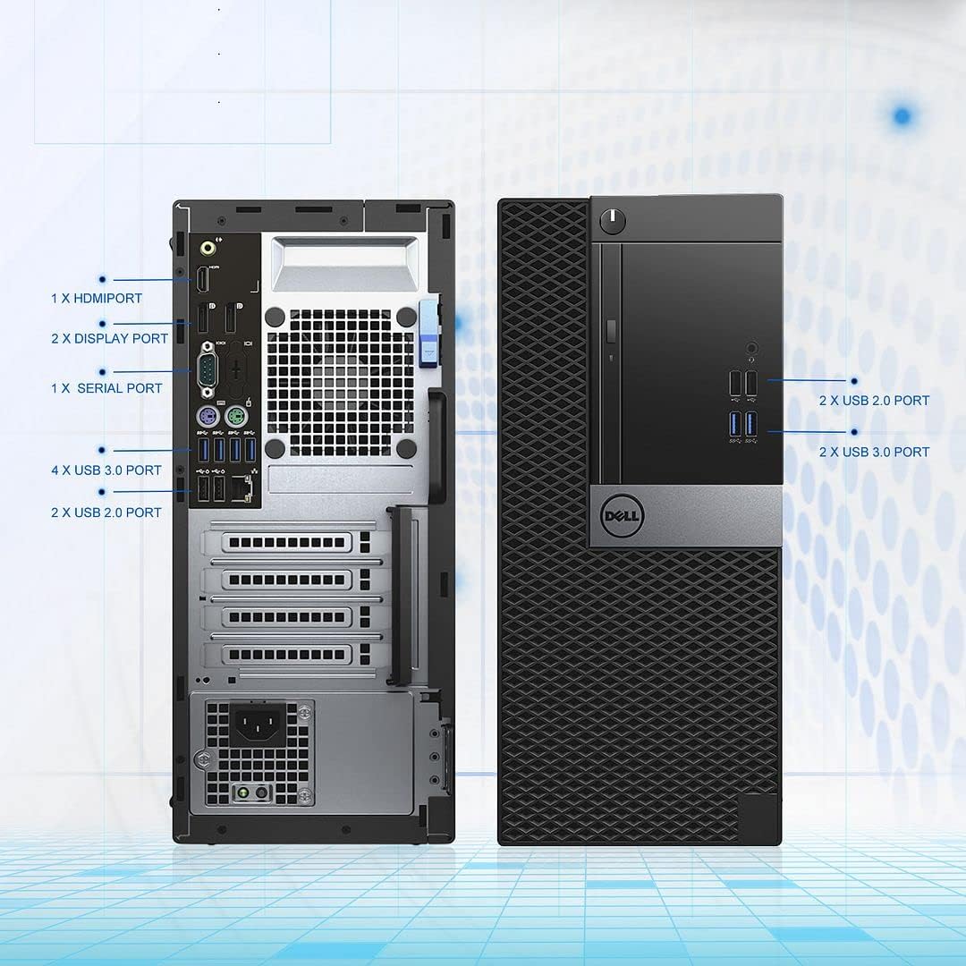 Dell PC Tower Computer OptiPlex 7040 Desktop, i5 6500 3.20GHz,16GB DDR4 Ram 512GB M.2 NVMe M.2 SSD, 1TB HDD, Built-in WiFi 6E AX210,Bluetooth 5.2 Windows 10 Pro,3 Monitor Support (Renewed)