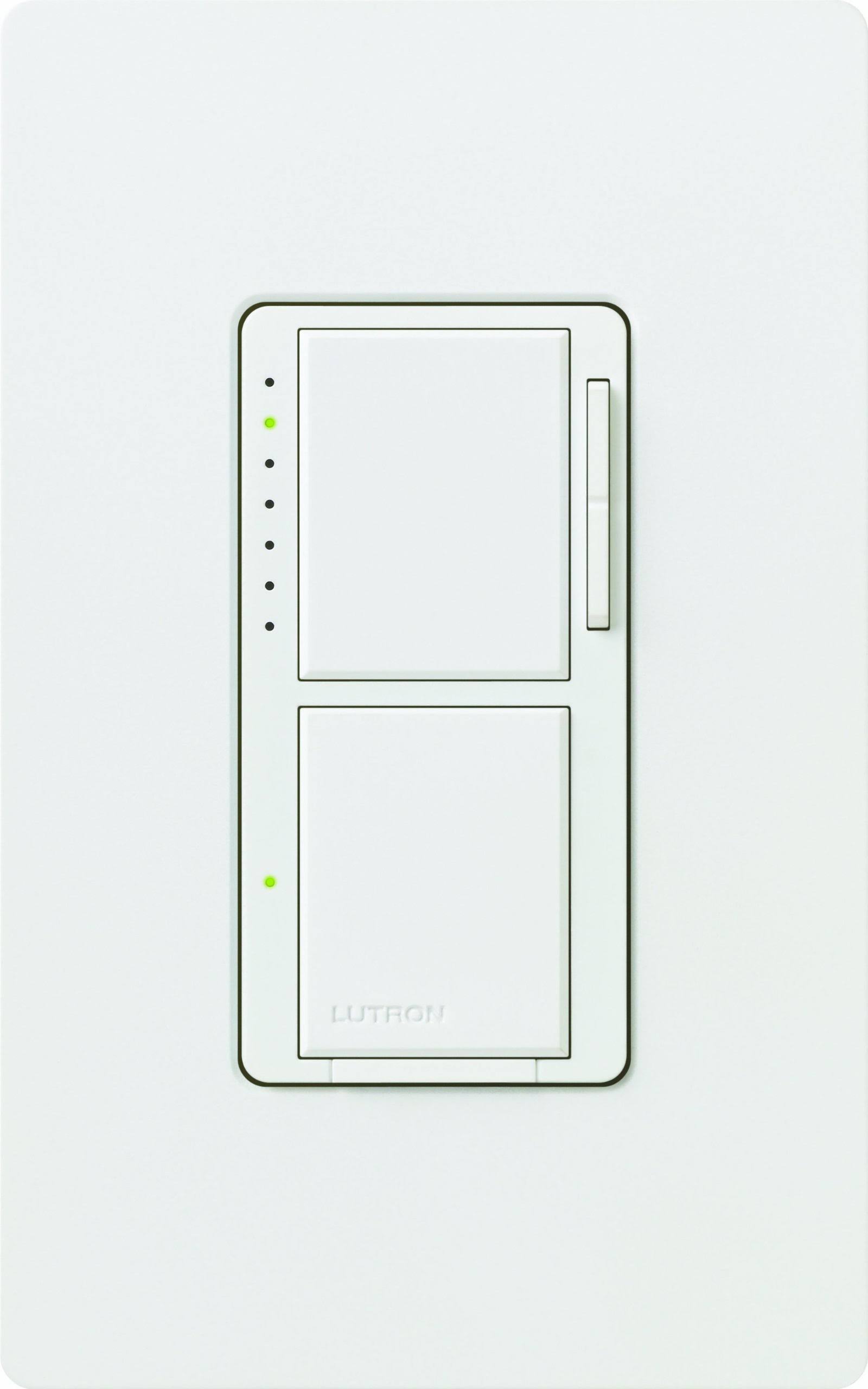 Lutron MA-L3S25HW-WH Incandescent/Halogen Dual Dimmer and Switch, White