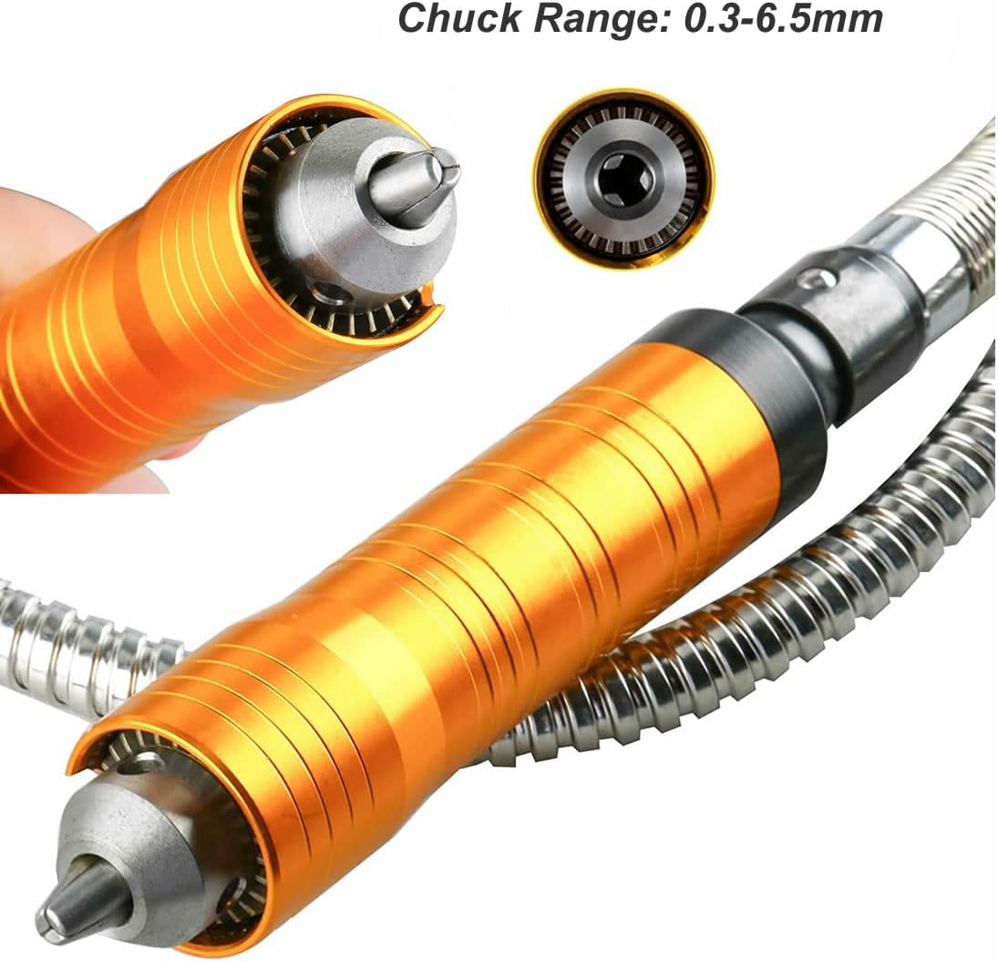 Tech-L Flex Shaft 560W 6.5MM Flex Shaft Rotary Tool 1/4 Inch HP Flex Shaft Grinder Multi-function Tools Foot Pedal Control Kit for Carving Buffing Drilling Polishing(560W) Pack of 2