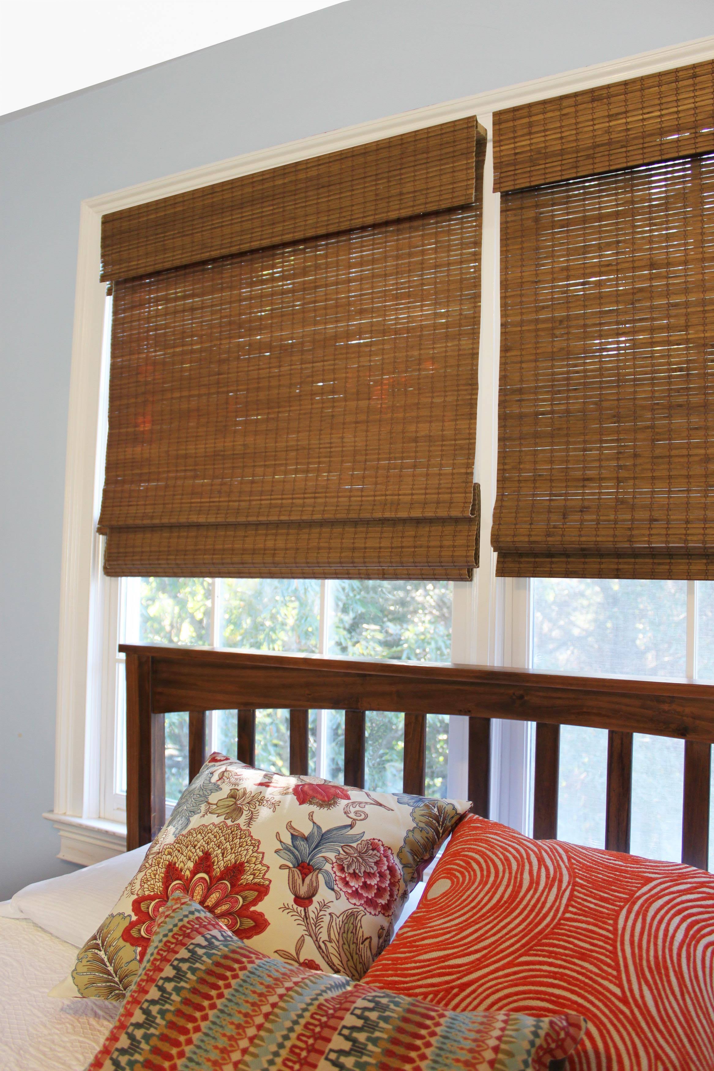 Radiance - Cordless Maple Cape Cod Flatweave Bamboo Roman Shade with Valance 35 in. W x 64 in. L