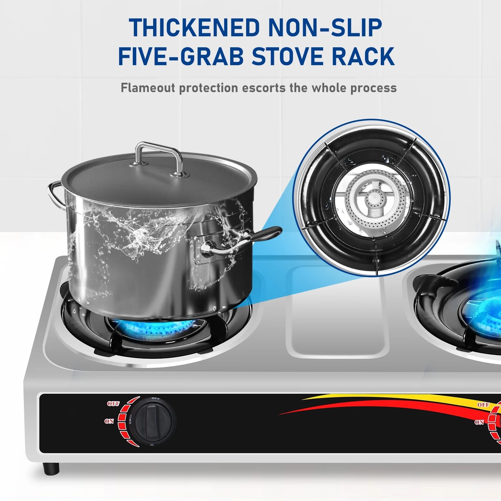 Wobythan Portable Camping Stove Propane Double Burner Gas Stove Kitchen Cooktop