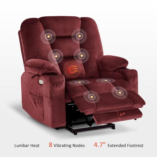 MCombo Small Power Lift Recliner Chair with Massage and Heat for Petite People, Cup Holders, USB Ports, Side Pockets, Fabric 7569 (Small-Regular, Brown)