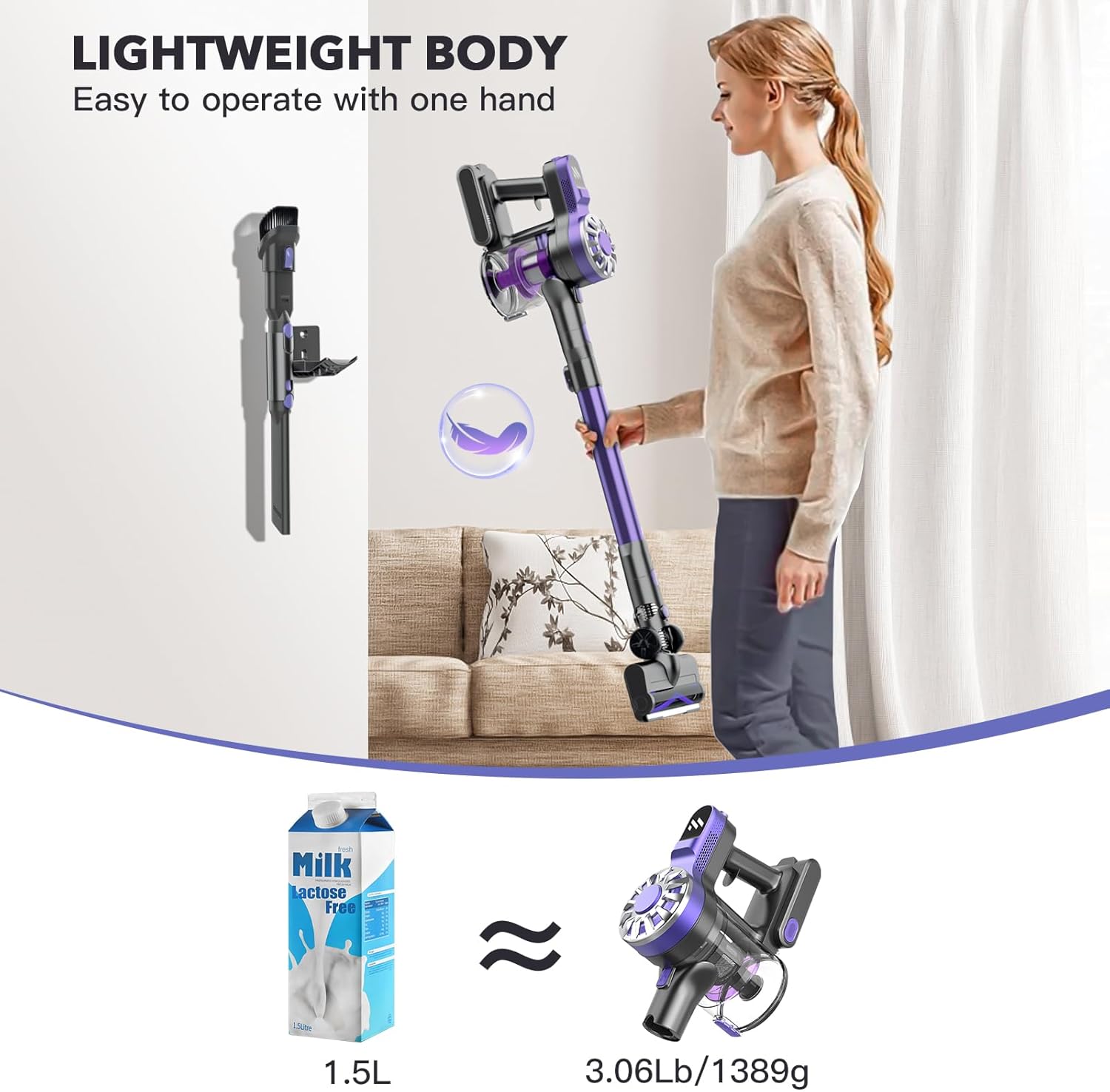 Vacuum Cleaners for Home,Cordless Vacuum Cleaner,Stick Vacuum Cleaner Rechargeable Vacuum 2200mAh Battery Up to 35 Mins Runtime,Lightweight Cordless Vacuum for Hardwood Floor Pet Hair