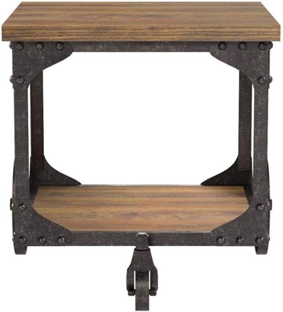 Coaster Home Furnishings End Table with Casters Rustic Brown