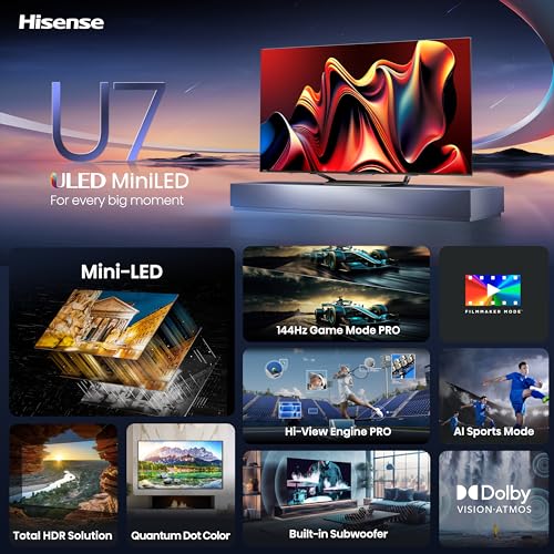 Hisense U7 Series Mini-LED ULED 4K UHD Google Smart TVs