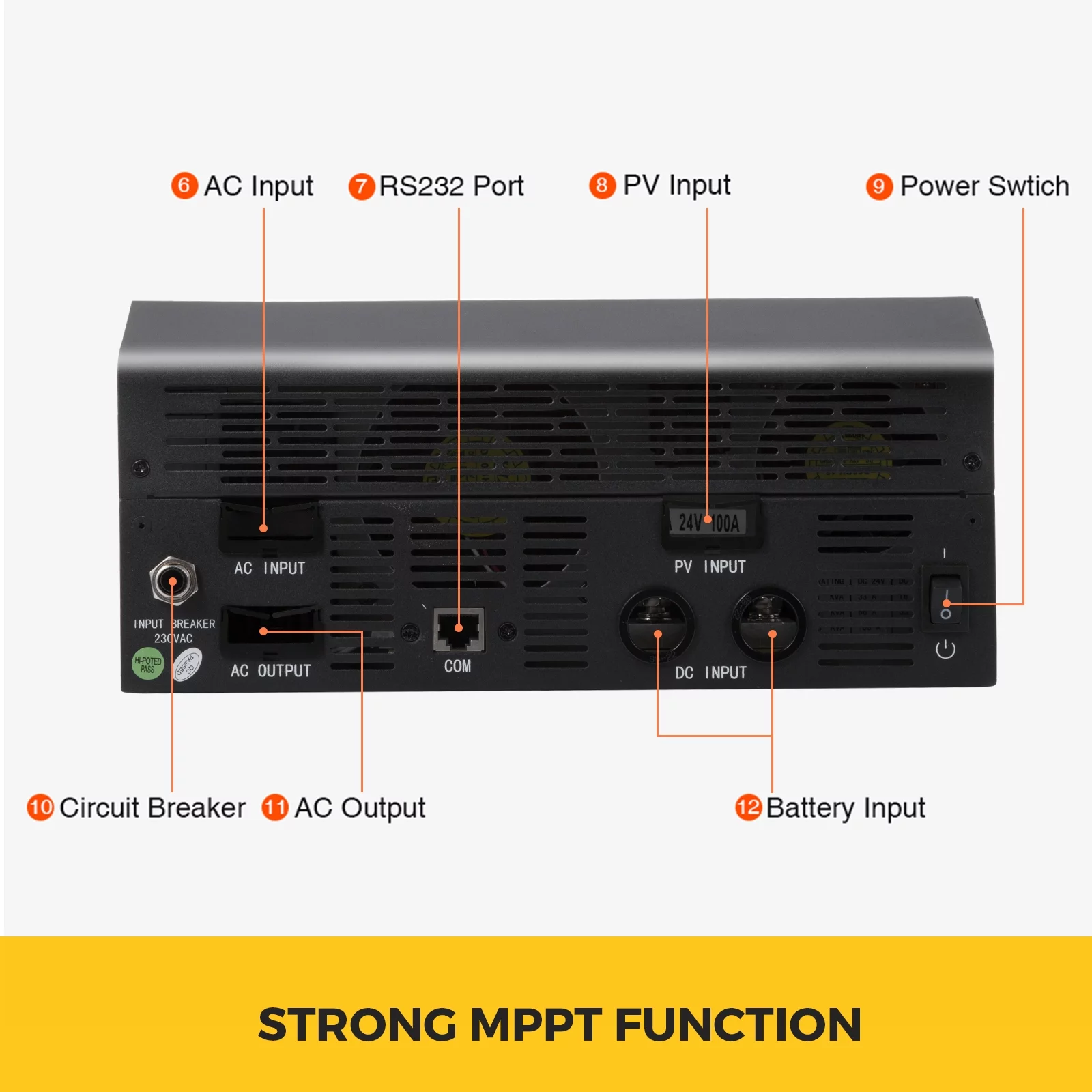 VEVOR Inverter Solar Pure Sine Wave Power Solar Charger DC AC Output with Utility Charger (3KVA 24V MPPT)