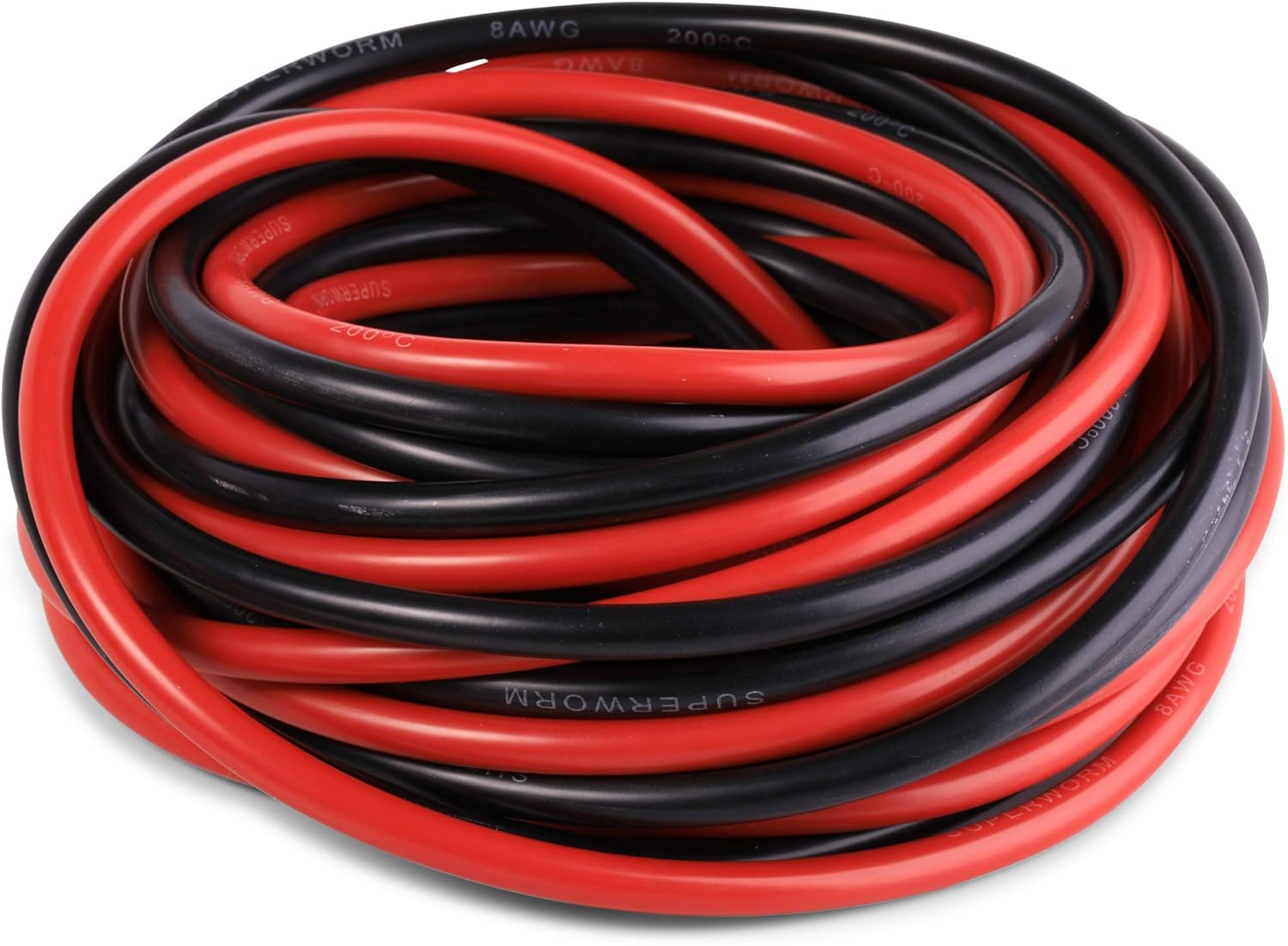 8 Gauge Silicone Wire 50 feet Super Flexible Silicone Wire 8 AWG SUPERWORM Pack of 2