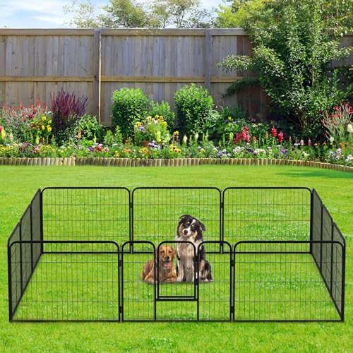 BestPet Dog Playpen Indoor 40 inch 16 Panels Metal Dog Pen Pet Dog Fence Outdoor Exercise Pen with Doors,Pet Puppy Playpen for RV Camping Yard, Black