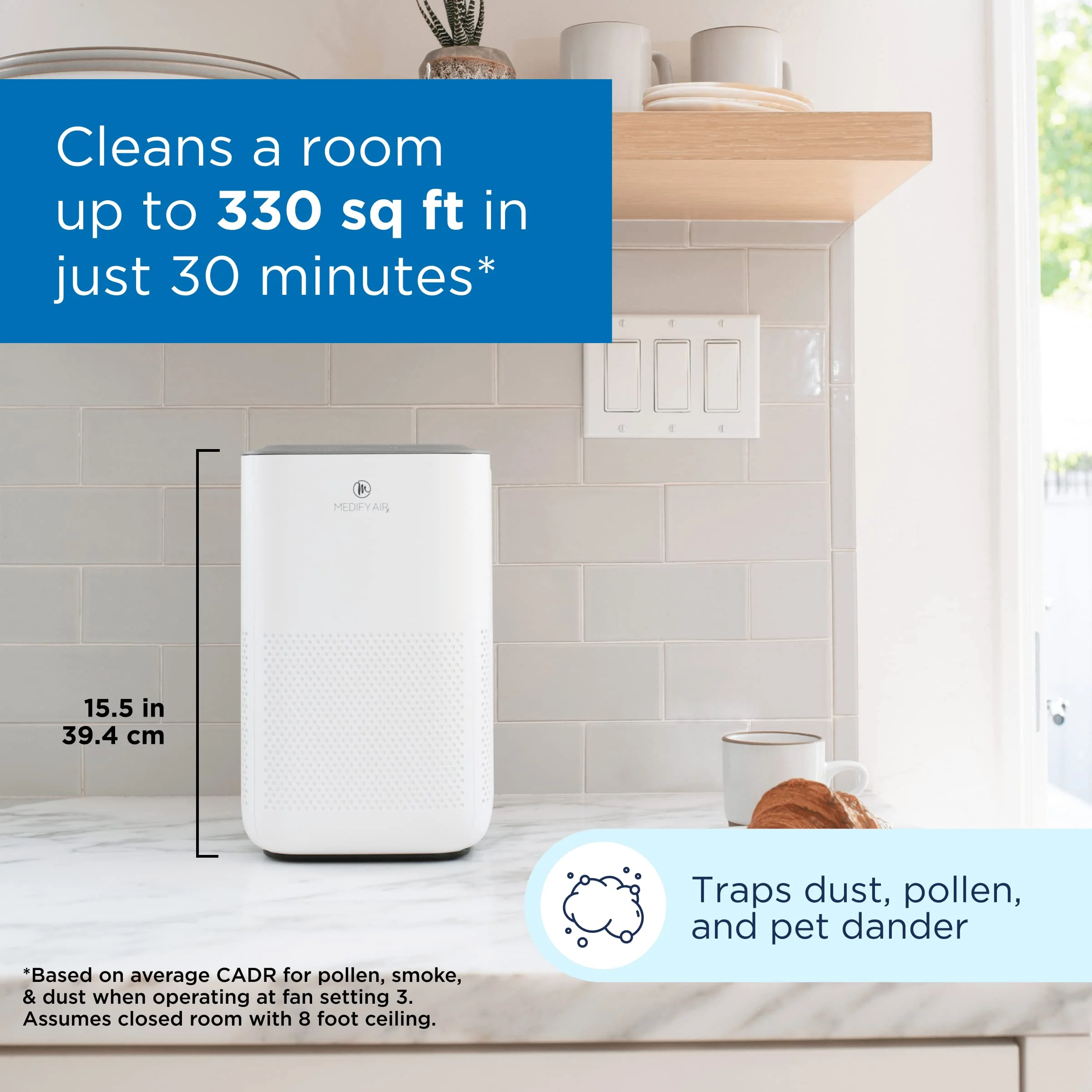 Medify MA-15 Air Purifier with H13 True HEPA Filter | 330 sq ft Coverage | for Allergens, Wildfire Smoke, Dust, Odors, Pollen, Pet Dander | Quiet 99.9% Removal to 0.1 Microns | White, 2-Pack