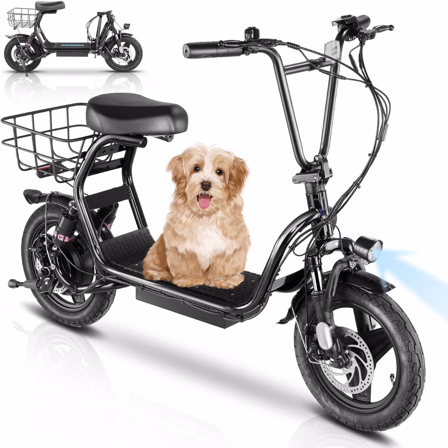 500W Electric Scooter with Seat for Adults, Max Speed 20 Mph Up to 25 Miles Range Moped, 14" Tire for Commuting Bike, Black