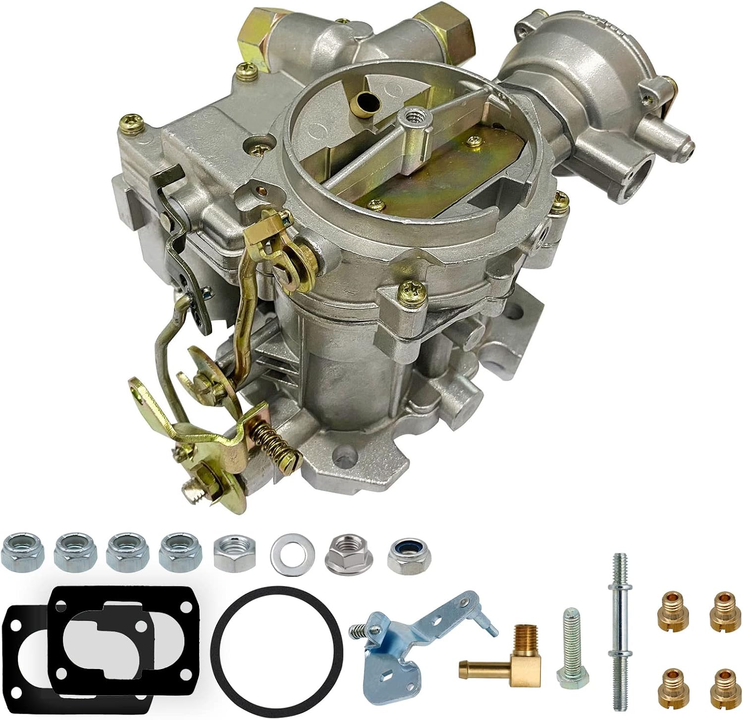 NENKUTEN Marine Carburetor 2 Barrel Carb for Mercruiser 3.0L/2.5L 4 CYL Engines Electric Choke with Jets Long Linkage and Gaskets nut Replace 3310-864940A01