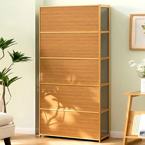 Curio Display Cabinet, 5-Tier Storage Shelves with Acrylic Glass Door, Collectibles Toy Organizers Rack & Display Shelf, Kids Bookshelf and Bookcase for Playroom, Bedroom