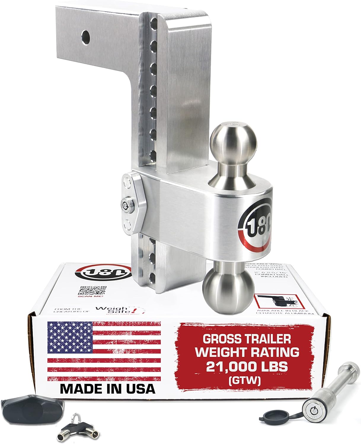 180 Hitch LTB6-3 Aluminum Adjustable 6" Drop, Stainless Steel Ball, 3" Receiver 21,000 GTW