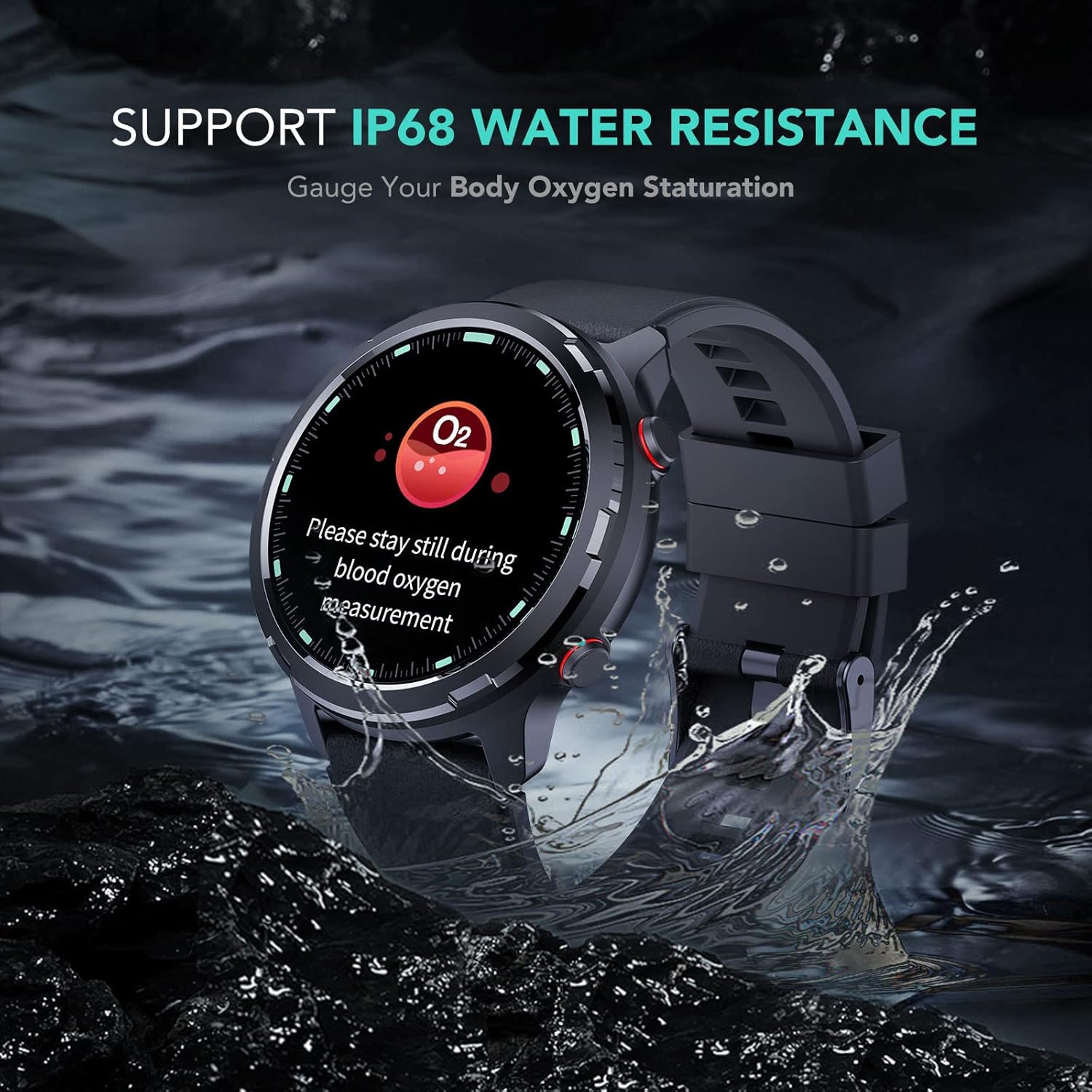 SKG V9C Smart Watch for Men Women, Smartwatch with GPS for Android & iPhone, Fitness Tracker with Heart Rate, SpO2, Sleep Monitor, IP68 Waterproof, Multi-Sports, Dials, Outdoor Compass, Ideal Gift