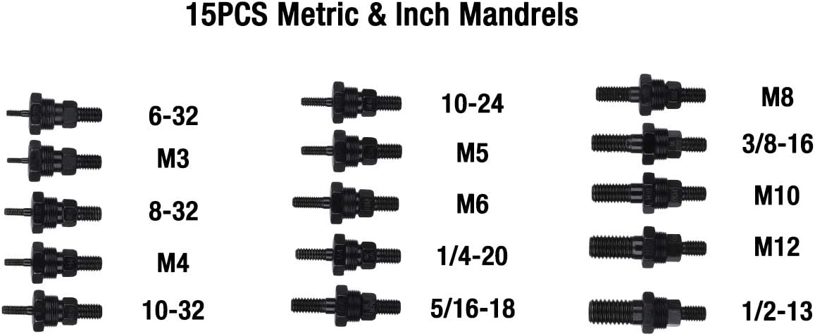 AIUITIO 16”Hand Rivet Nut Tool, Professional Rivet Nut Setter Kit with 15PCS Metric & Inch Mandrels,150PCS Rivet Nuts Pack of 2
