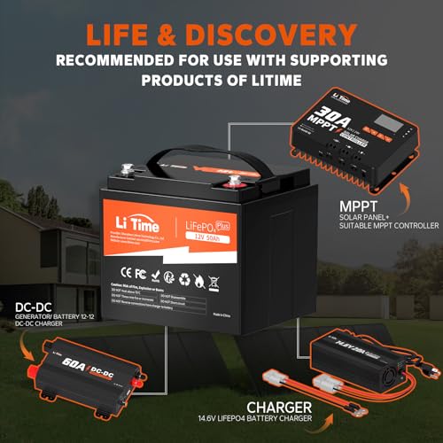 LiTime 12V 100Ah LiFePO4 Battery BCI Group 31 Lithium Battery Built-in 100A BMS, Up to 15000 Deep Cycles, Perfect for RV, Marine, Home Energy Storage