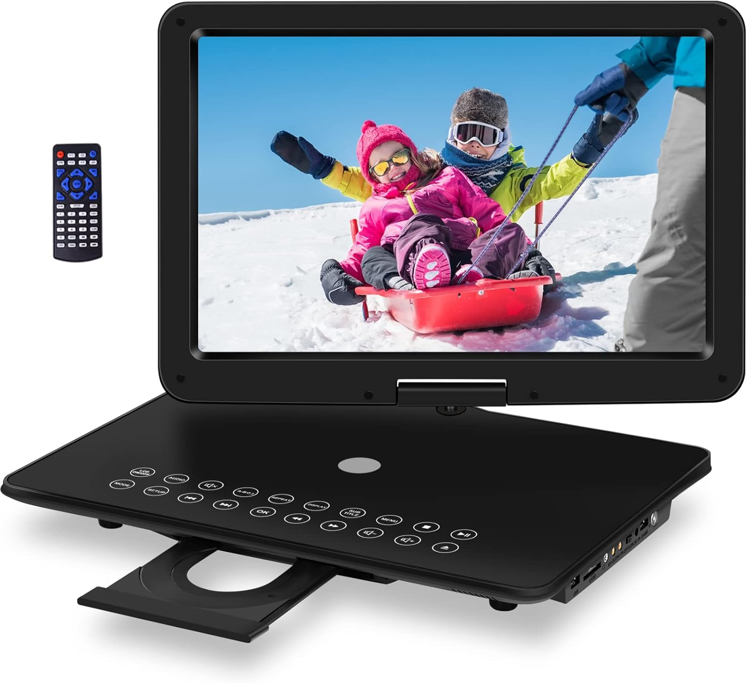 19.6" Portable DVD Player with 17.1" HD Swivel Screen, 4H Rechargeable Battery, Support USB/SD Card/Discs/Sync TV, Dual Stereo Speakers, Last Memory, Car Charger, Remote Control