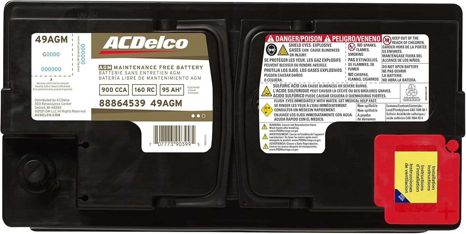 ACDelco Gold 49AGM 36 Month Warranty AGM BCI Group 49 Battery