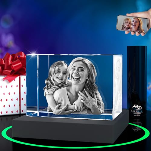 ArtPix 3D Premium Crystal Photo, Personalized Gifts for Mom, Women, Wife, Men, Her, Husband,Grandma, Great Customized Gift With Your Own Photo, Custom Birthday 3D Picture Rectangle, Couples Gifts