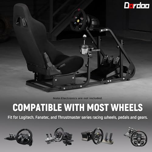 Dardoo G29 Racing Simulator Cockpit with Seat Fit for Logitech/Thrustmaster/Fanatec G25 G27 G923 T150,Steering Wheel Cockpit,Not Include Wheel, Pedal and Shifter