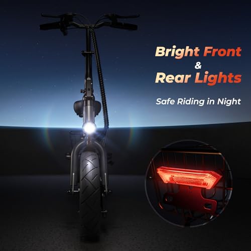iScooter Electric Scooter with Seat, 37/21 Miles Long Range & 28/19/15.6 MPH Top Speed, 14"/12"/10" Pneumatic Tire, Height Adjustable Seat & Handlebar, Dual Suspensions Commuting Scooter with Basket