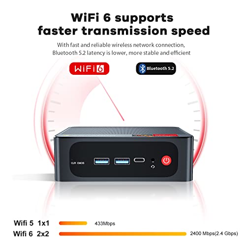 Beelink SER5 MAX Mini PC, AMD Ryzen 7 6800U (8C/16T, up to 4.7GHz), 32GB LPDDR5 500GB M.2 NVMe SSD, Mini Desktop Computer 4K@60Hz Triple Output/DP/HDMI/Type-C/WiFi 6/BT5.2/Gaming/Home