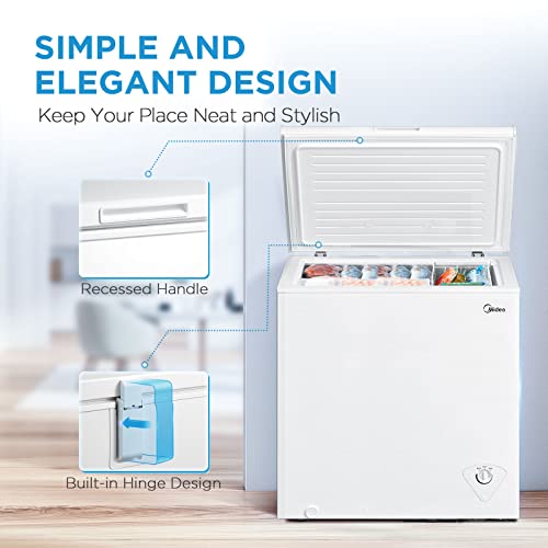 Midea MRC070S0AWW Chest Freezer, Freezer With Removable Basket, Adjustable Temperature, For Kitchen Apartment Office