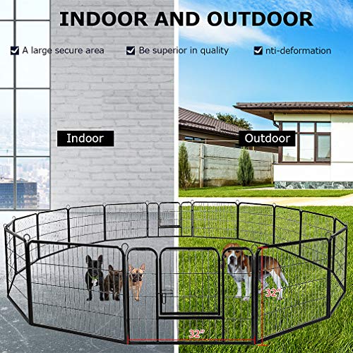 BestPet Dog Playpen Indoor 40 inch 16 Panels Metal Dog Pen Pet Dog Fence Outdoor Exercise Pen with Doors,Pet Puppy Playpen for RV Camping Yard, Black