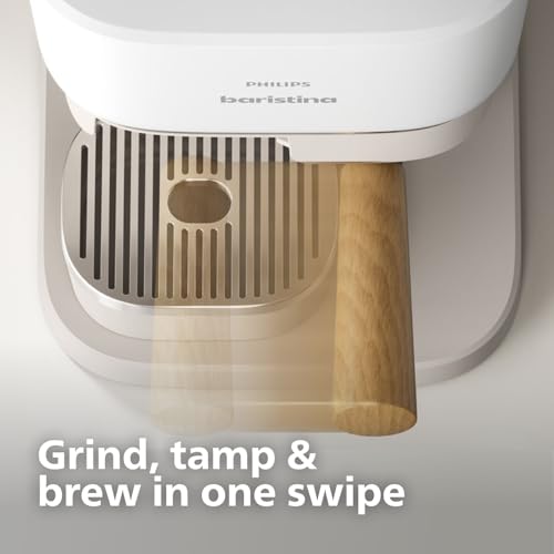 Philips Baristina Espresso Machine, Grind, Tamp & Brew Coffee Beans in One Swipe, Compact, 16 Bar Pump Pressure, Automatic Grinder, Black with Black Portafilter (BAR300/60)