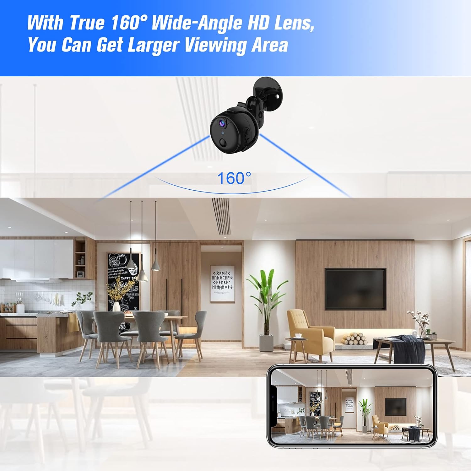 Mini Wireless Indoor Security Camera, 4K HD WiFi Surveillance Cameras, Smallest Portable Nanny Cam with Audio, Free Cloud Storage, Auto Night Vision/ Motion Detection Alerts for Home/Baby/Car Pack of 2