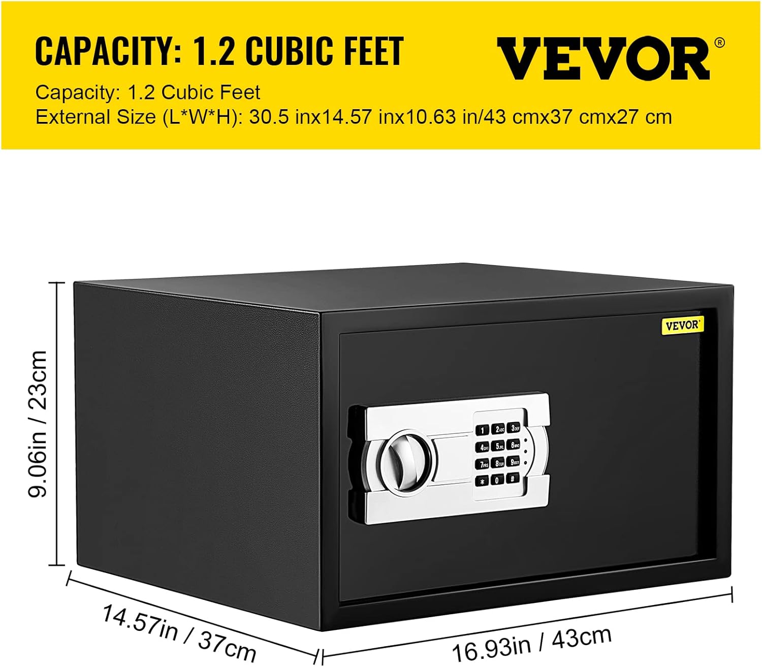 VEVOR Digital Depository Safe 1.7 Cubic Feet Made of Carbon Steel Electronic Code Lock Depository Safe with Deposit Slot with Two Emergency Keys Depository Box for Home Hotel Restaurant and Office