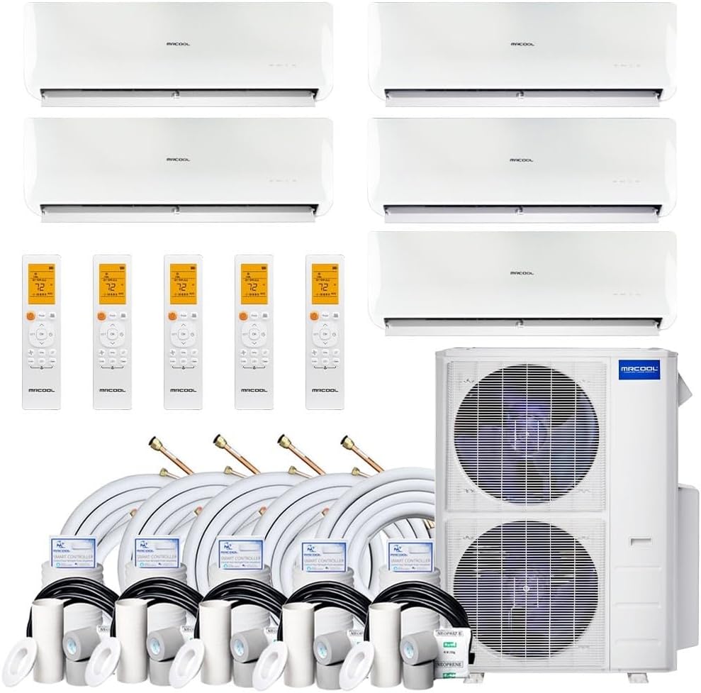 48k BTU 22.4 SEER MrCool Olympus Ductless Heat Pump Split System - 5 Zone - 9k+9k+9k+9k+12k - 25ft Line Sets