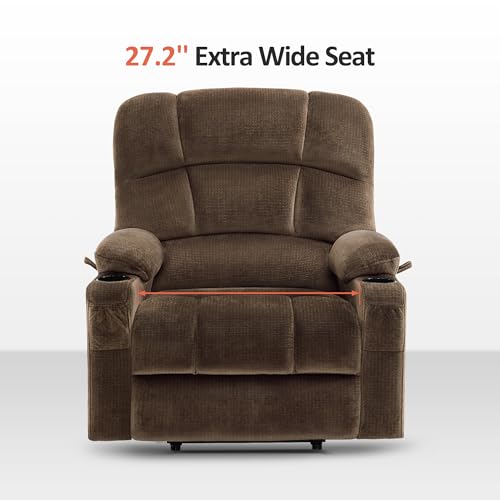 MCombo Large Dual Motor Power Lift Recliner Chair for Elderly, Massage and Heat, Lay Flat, Zero Gravity, Home Button, USB Port, Fabric 7680 (Large, Beige)