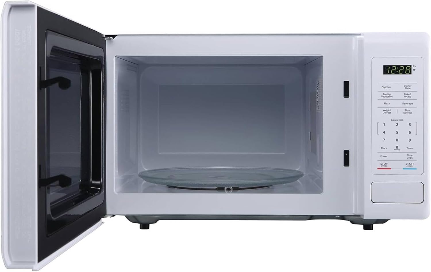Magic Chef 0.9 Cubic Feet 900 Watt Stainless Countertop Microwave Oven for Compact Spaces with 6 Pre Programmed Cooking Modes, White