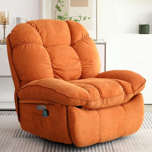 DYHOME Power Recliner Chair Massage Rocker Recliner with Heated, Small Swivel Rocking Recliner Chairs for Adults, Ergonomic Lounge Chair with USB, USB-C for Living Room, Green