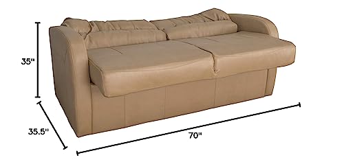 RecPro Charles Collection | 70" RV Jack Knife Sofa w/Arms | RV Sleeper Sofa | RV Couch | RV Living Room (Slideout) Furniture | RV Furniture | Camper Furniture | Putty